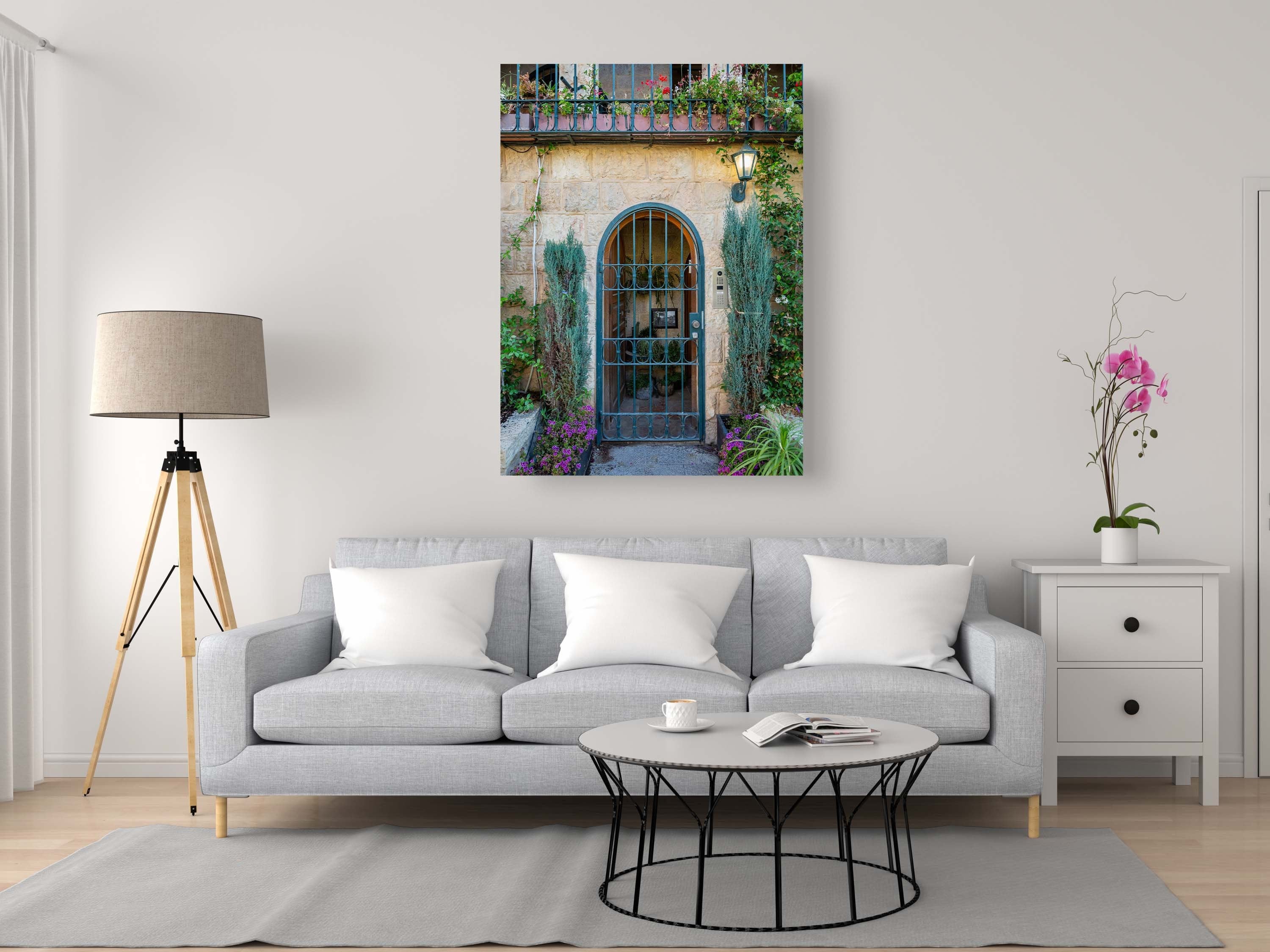 Jerusalem Holy City Garden Green Door, Arch and Flowers — Yamin Moshe Neighborhood