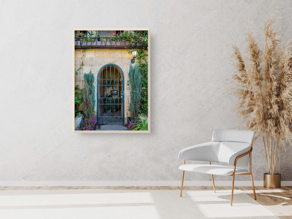 Jerusalem Holy City Garden Green Door, Arch and Flowers — Yamin Moshe Neighborhood