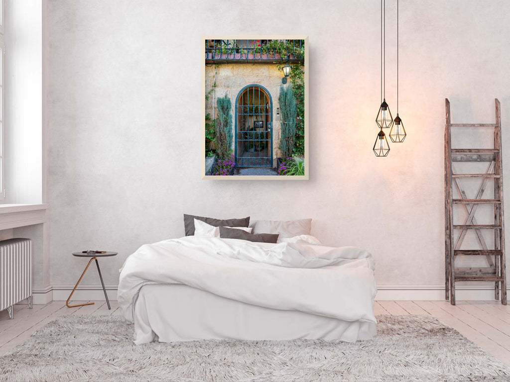 Jerusalem Holy City Garden Green Door, Arch and Flowers — Yamin Moshe Neighborhood