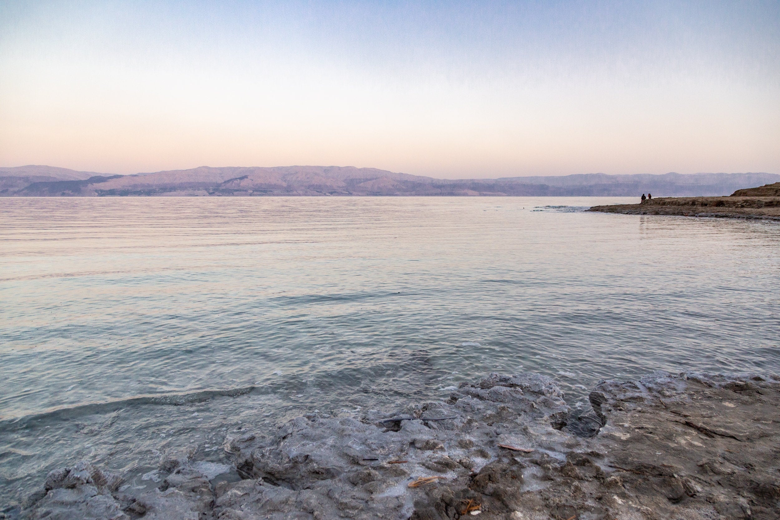 Dead Sea Israeli Holy Land Beach Sunset with Silhouette