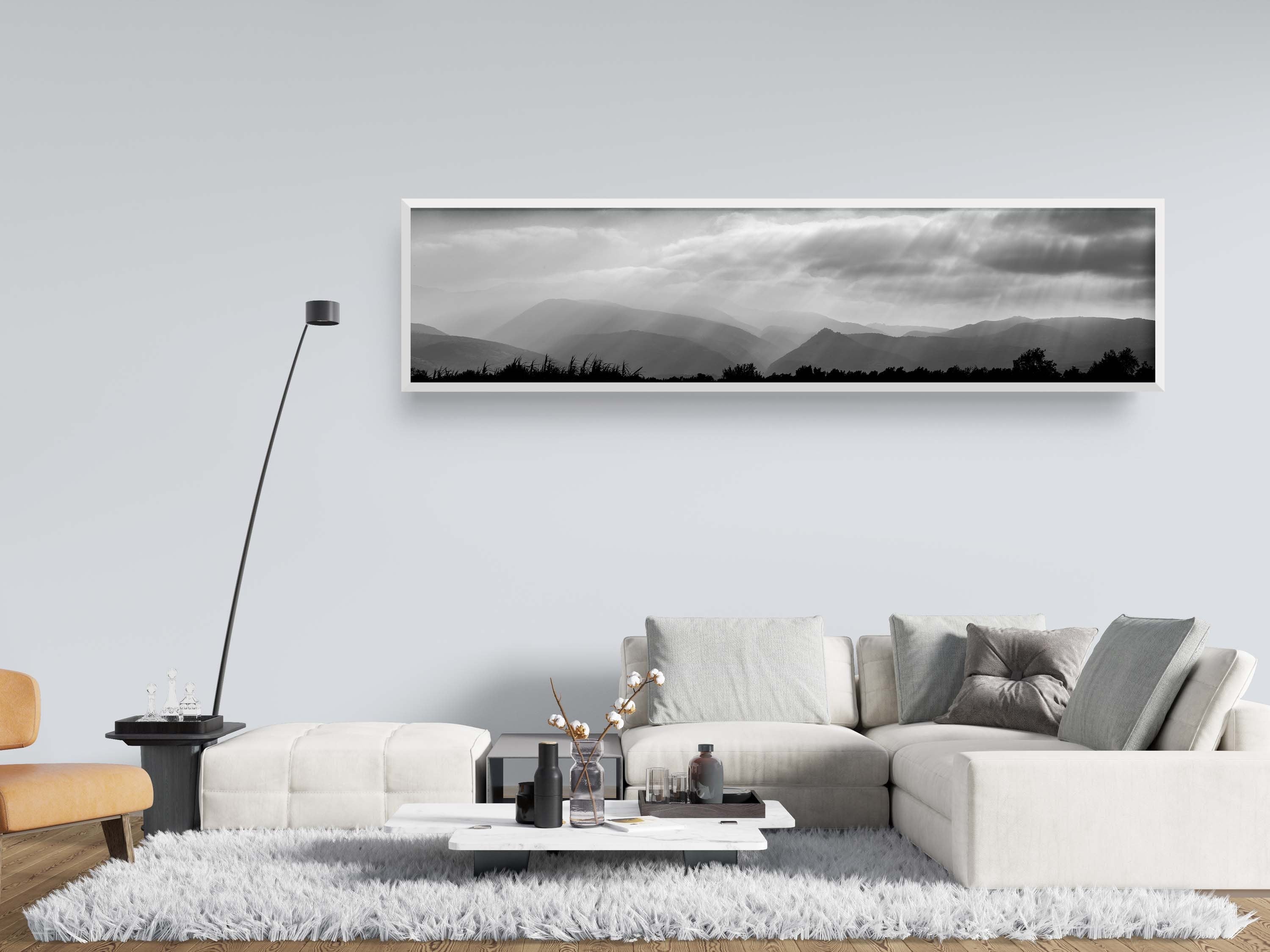 Black & White Panoramic Holy Land Mountains Sunrise Landscape Photography - Israeli Galilee Mountains