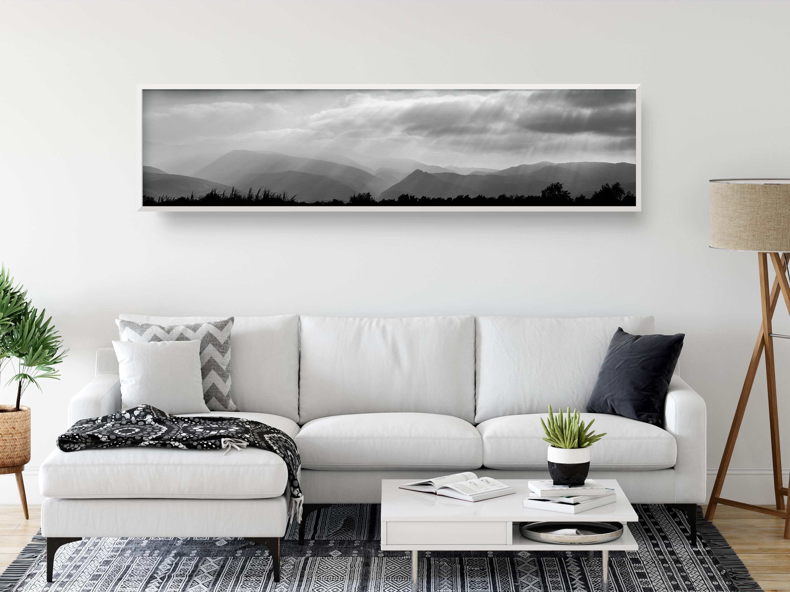 Black & White Panoramic Holy Land Mountains Sunrise Landscape Photography - Israeli Galilee Mountains