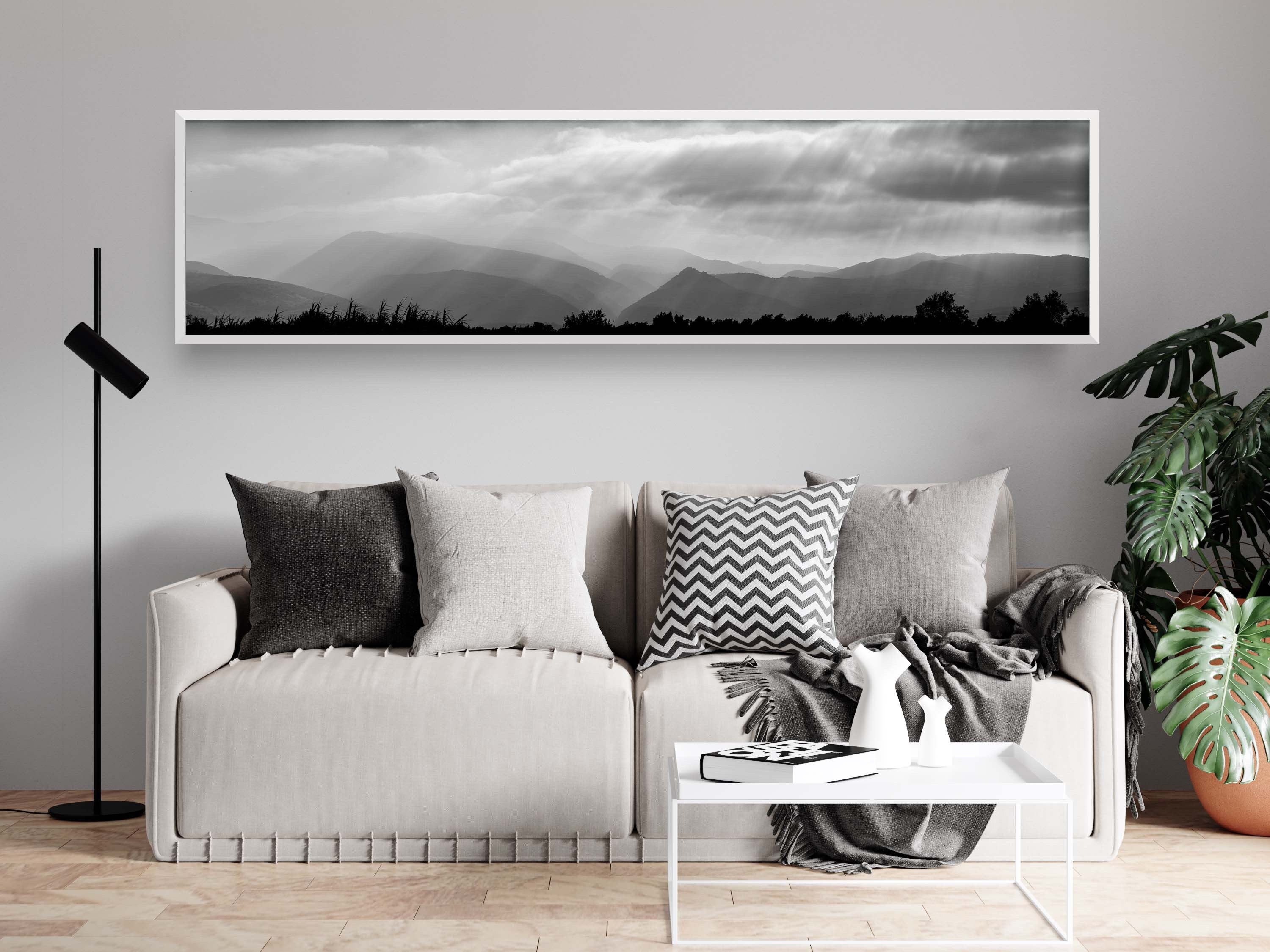 Black & White Panoramic Holy Land Mountains Sunrise Landscape Photography - Israeli Galilee Mountains