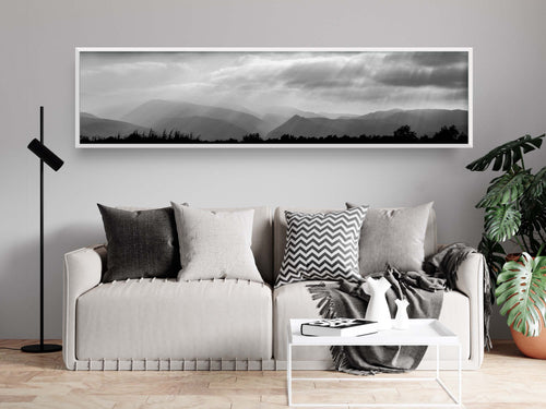 Black & White Panoramic Holy Land Mountains Sunrise Landscape Photography - Israeli Galilee Mountains