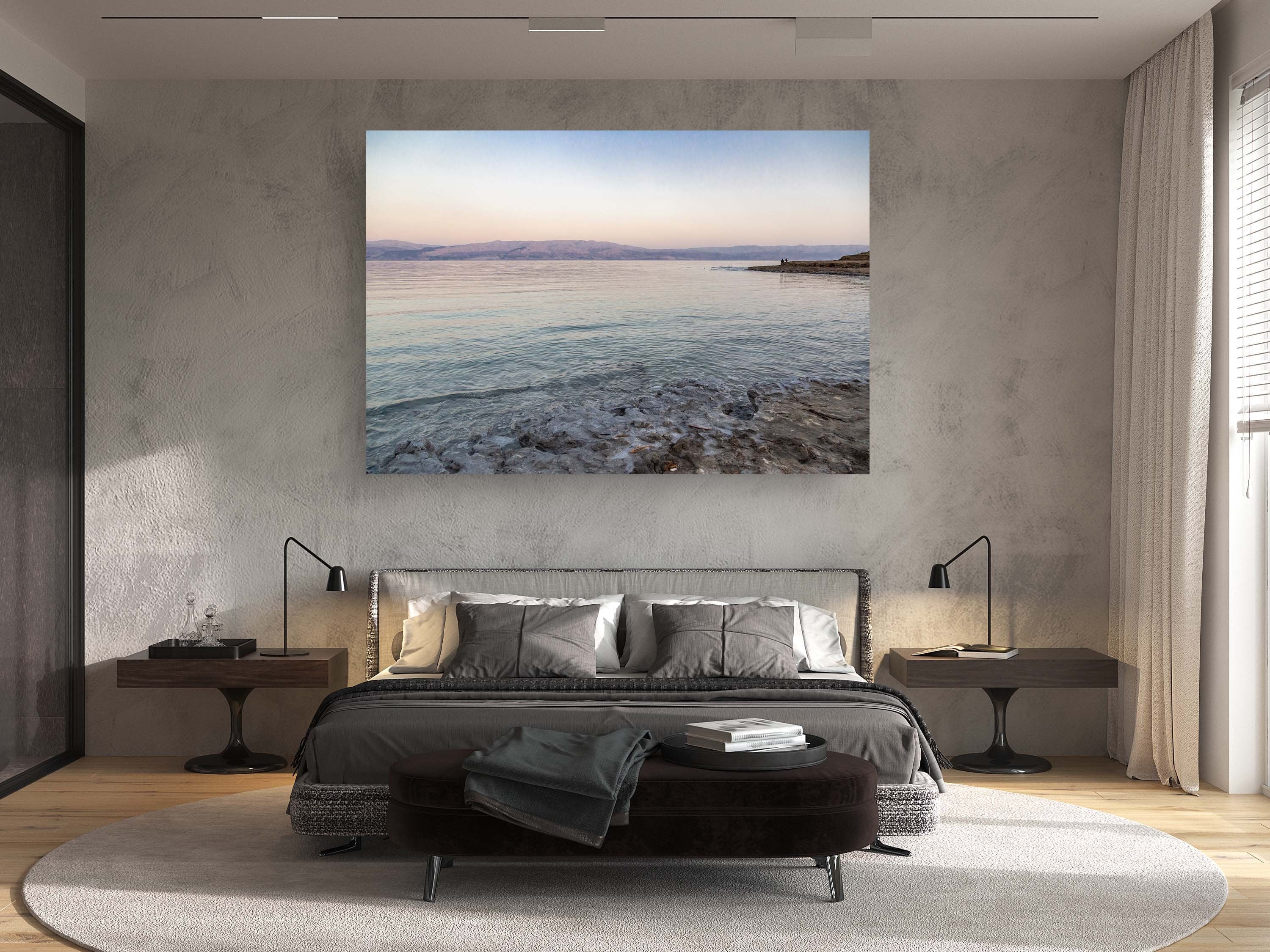Dead Sea Israeli Holy Land Beach Sunset with Silhouette