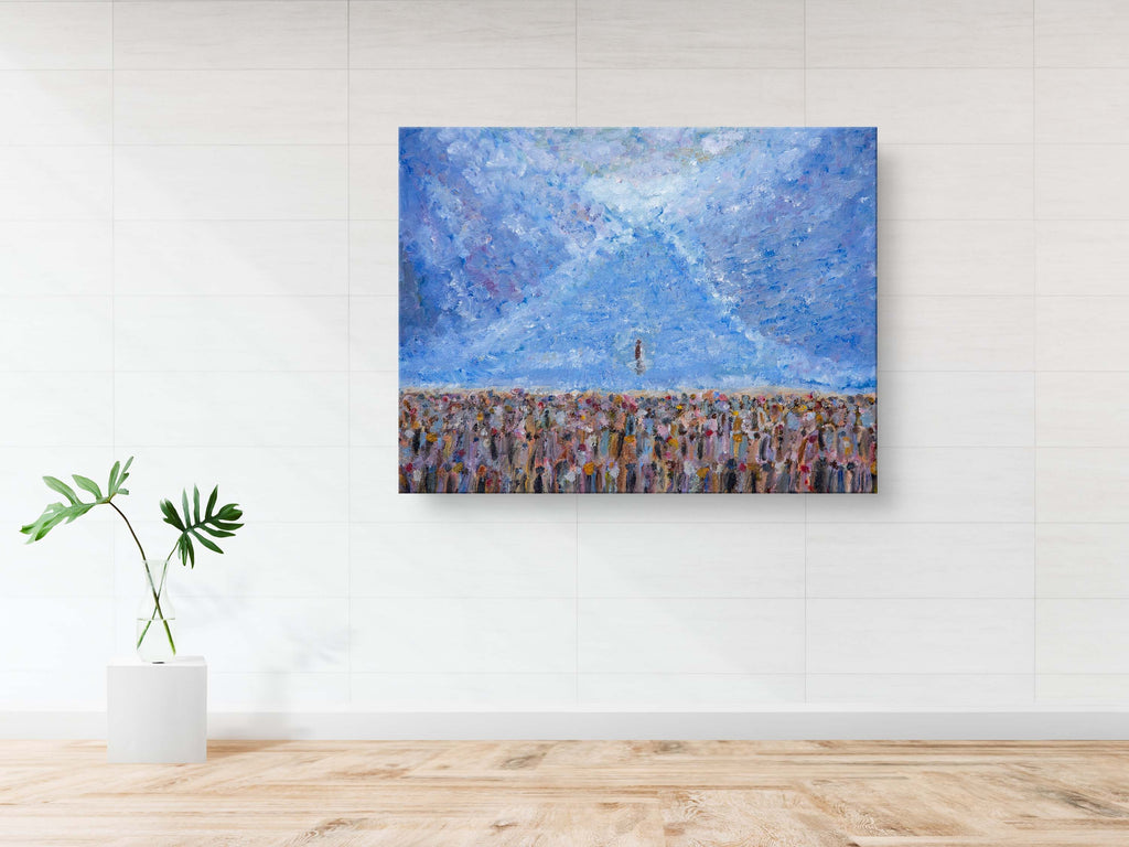 Red Sea Crossing Painting Print: Hero Nachshon ben Aminadav Entering First, Biblical Impressionist Art