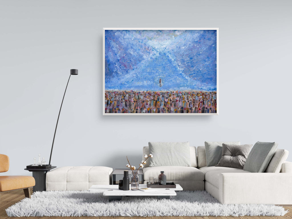 Red Sea Crossing Painting Print: Hero Nachshon ben Aminadav Entering First, Biblical Impressionist Art