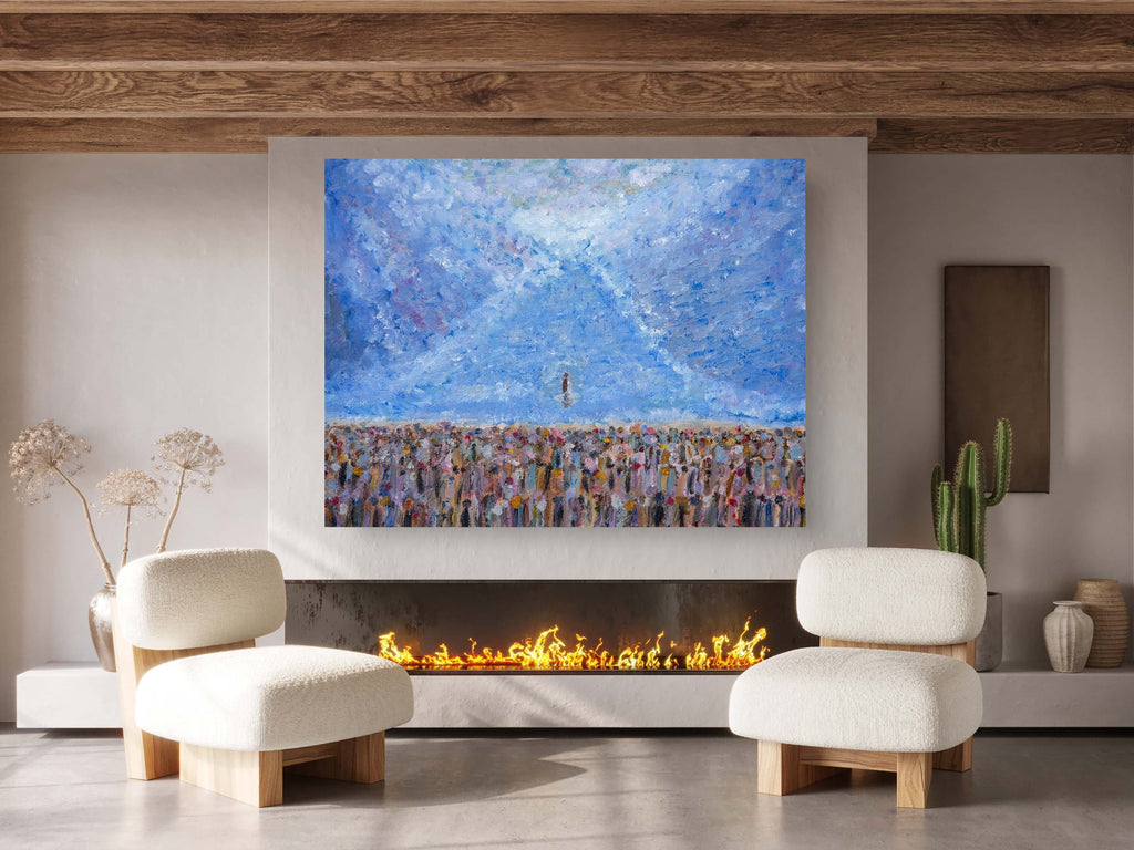 Red Sea Crossing Painting Print: Hero Nachshon ben Aminadav Entering First, Biblical Impressionist Art