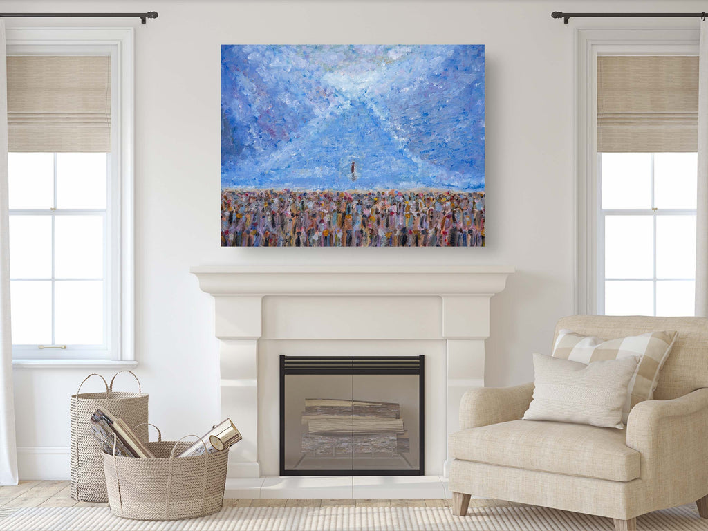 Red Sea Crossing Painting Print: Hero Nachshon ben Aminadav Entering First, Biblical Impressionist Art