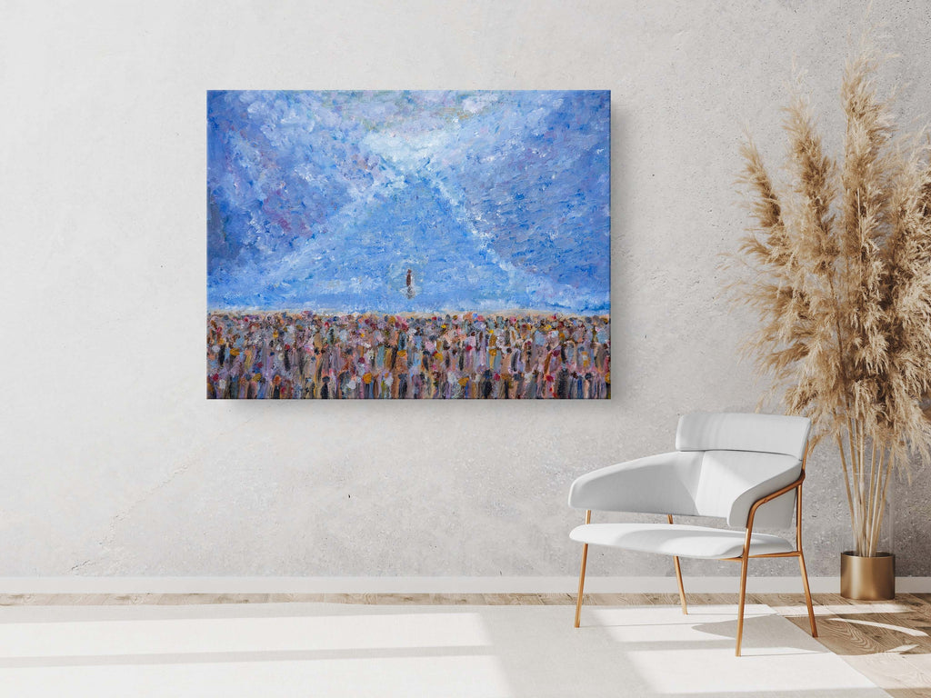 Red Sea Crossing Painting Print: Hero Nachshon ben Aminadav Entering First, Biblical Impressionist Art