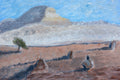 Israeli Holy Land Desert Landscape Painting — Men alone in the Negev desert