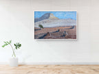 Israeli Holy Land Desert Landscape Painting — Men alone in the Negev desert