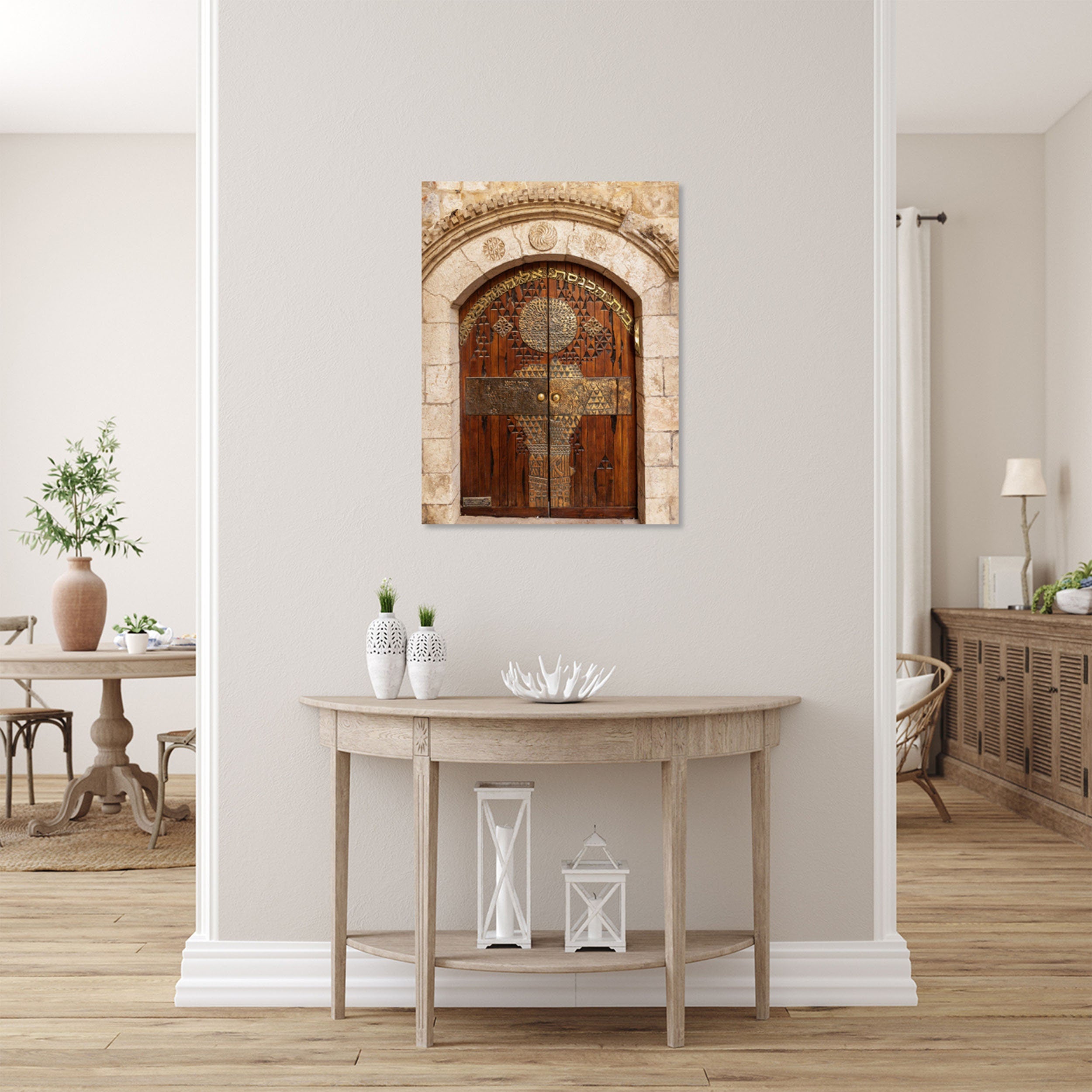 Jerusalem Old City Golden Wooden Door Photography — Elyahu Hanavi Sephardic Synagogue Entrance