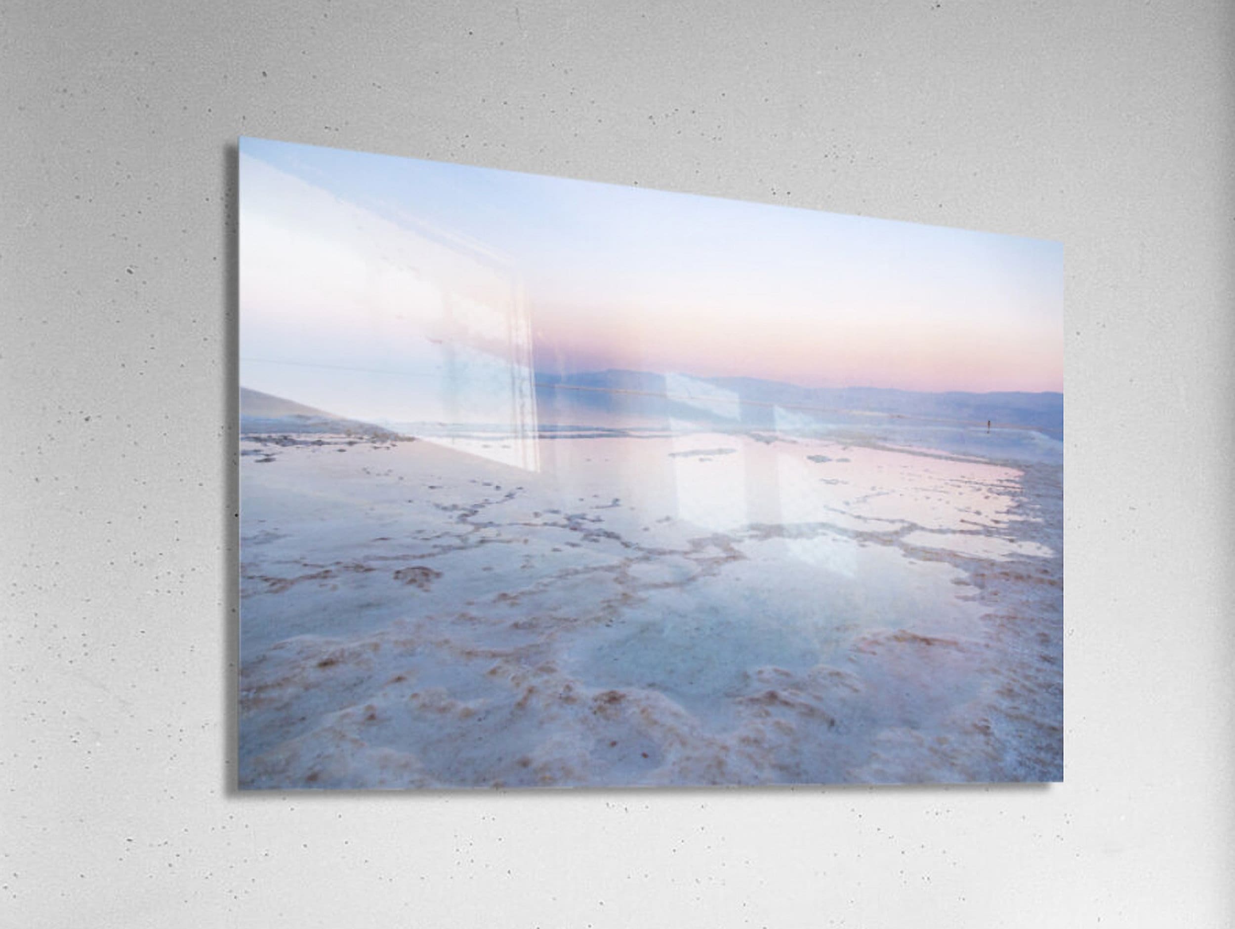 Colorful Dead Sea Israeli Holy Land Sunset with White Salt Sea Minerals and Silhouette
