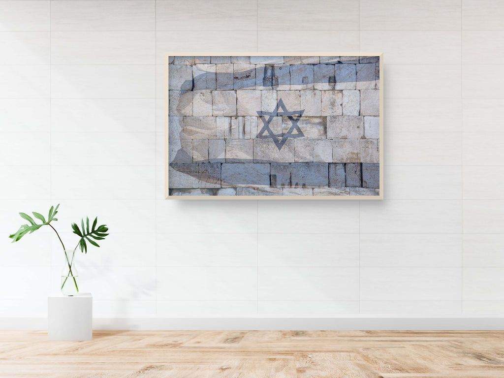 Kotel Western Wall and Holy Land Israeli Blue & White Flag