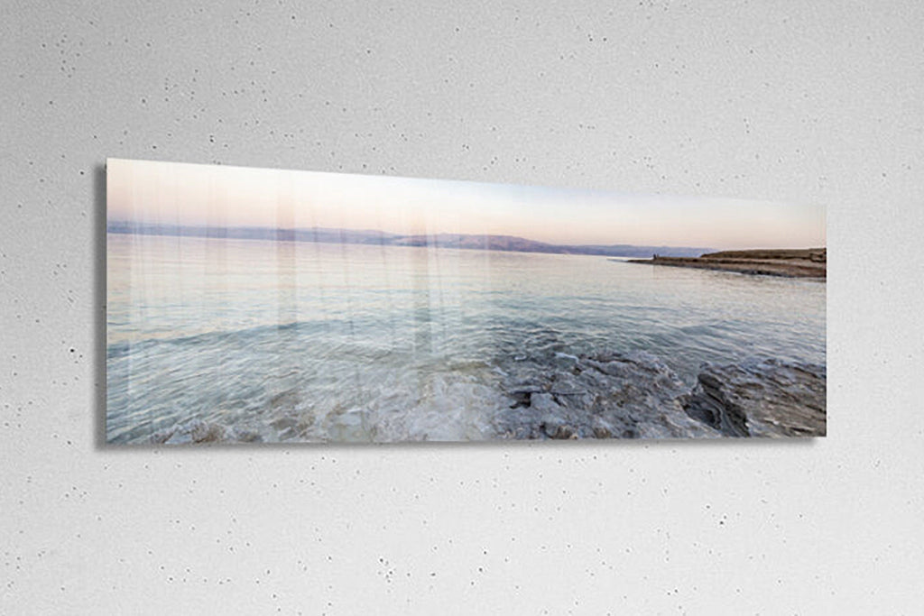 Panoramic Holy Land Seascape — Israeli Dead Sea Blue Turquoise Beach Sunset