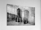 Two Jewish IDF Tsahal Soldiers Praying at the Kotel Western Wall — Black and White Photography