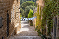 Jerusalem Pedestrian Street with Israeli Flags — Yamin Moshe Neighborhood Holy City