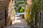 Jerusalem Pedestrian Street with Israeli Flags — Yamin Moshe Neighborhood Holy City