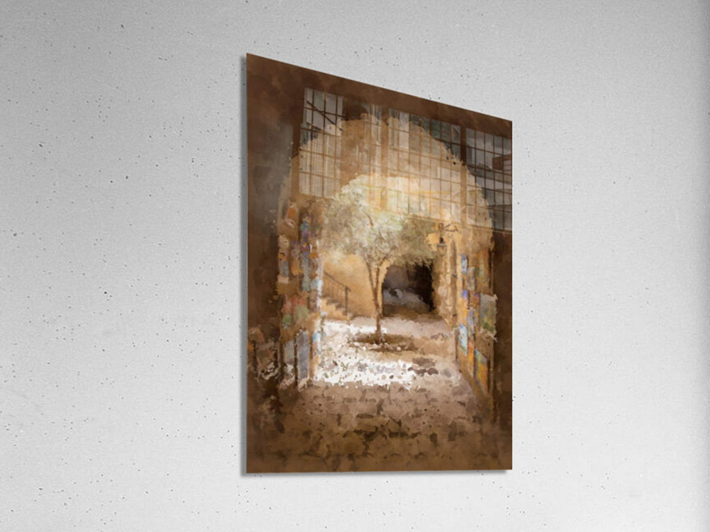 Holy Land Jerusalem Old City Painting — Jewish Quarter Olive Tree and Arch
