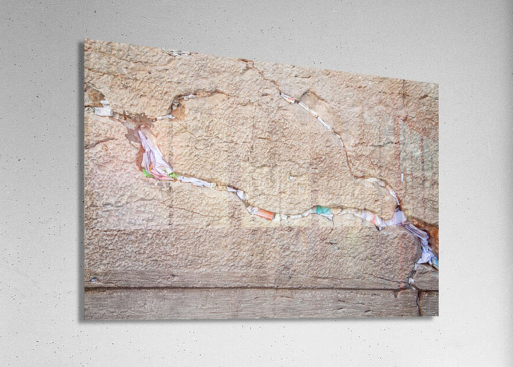 Jerusalem Kotel Western Wall Stone with Colored Prayer Notes in the Slot - Jewish Wall Art