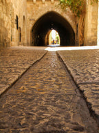 Jerusalem Old City Street with Old Stones and Arch