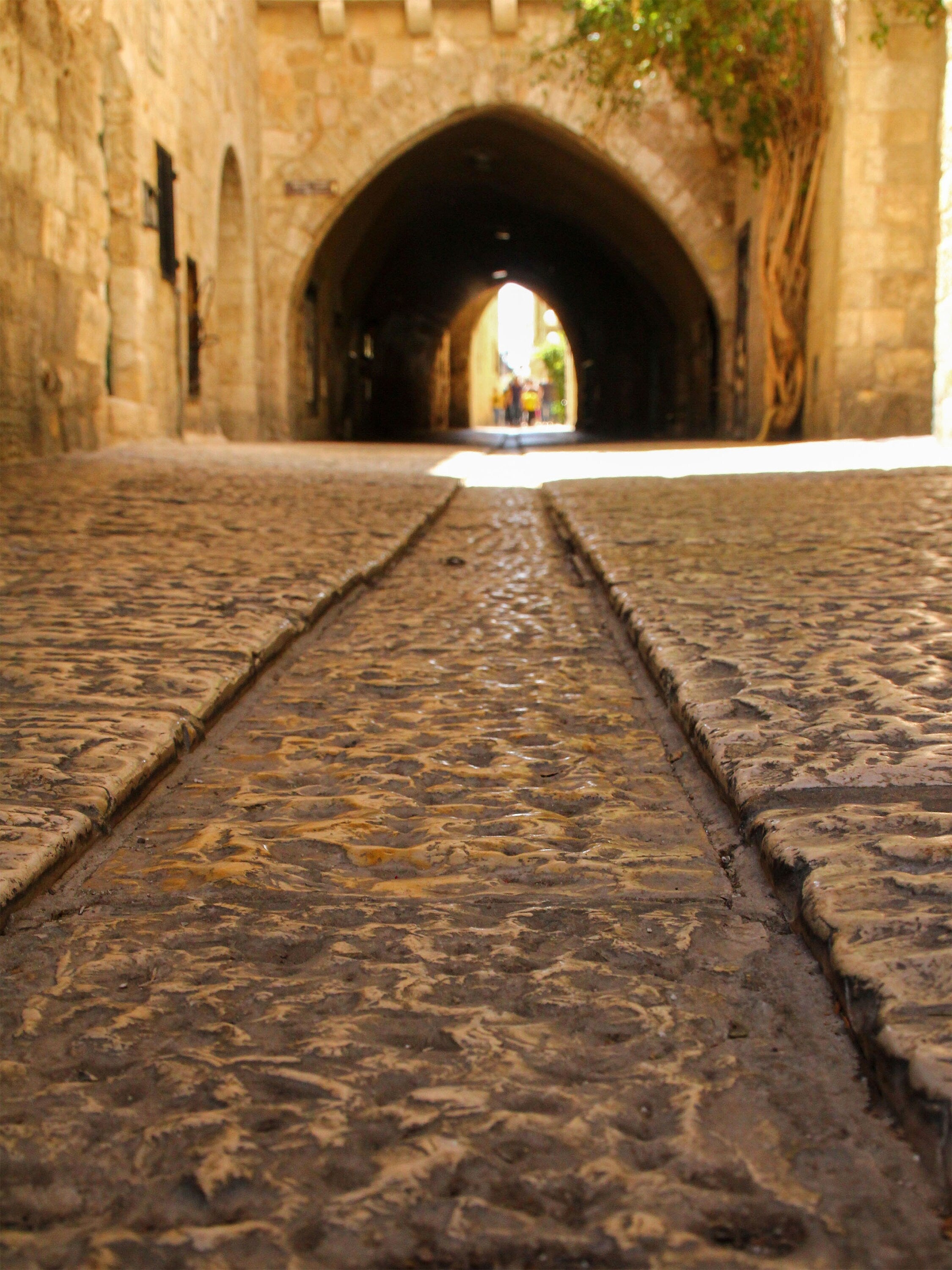 Jerusalem Old City Street with Old Stones and Arch