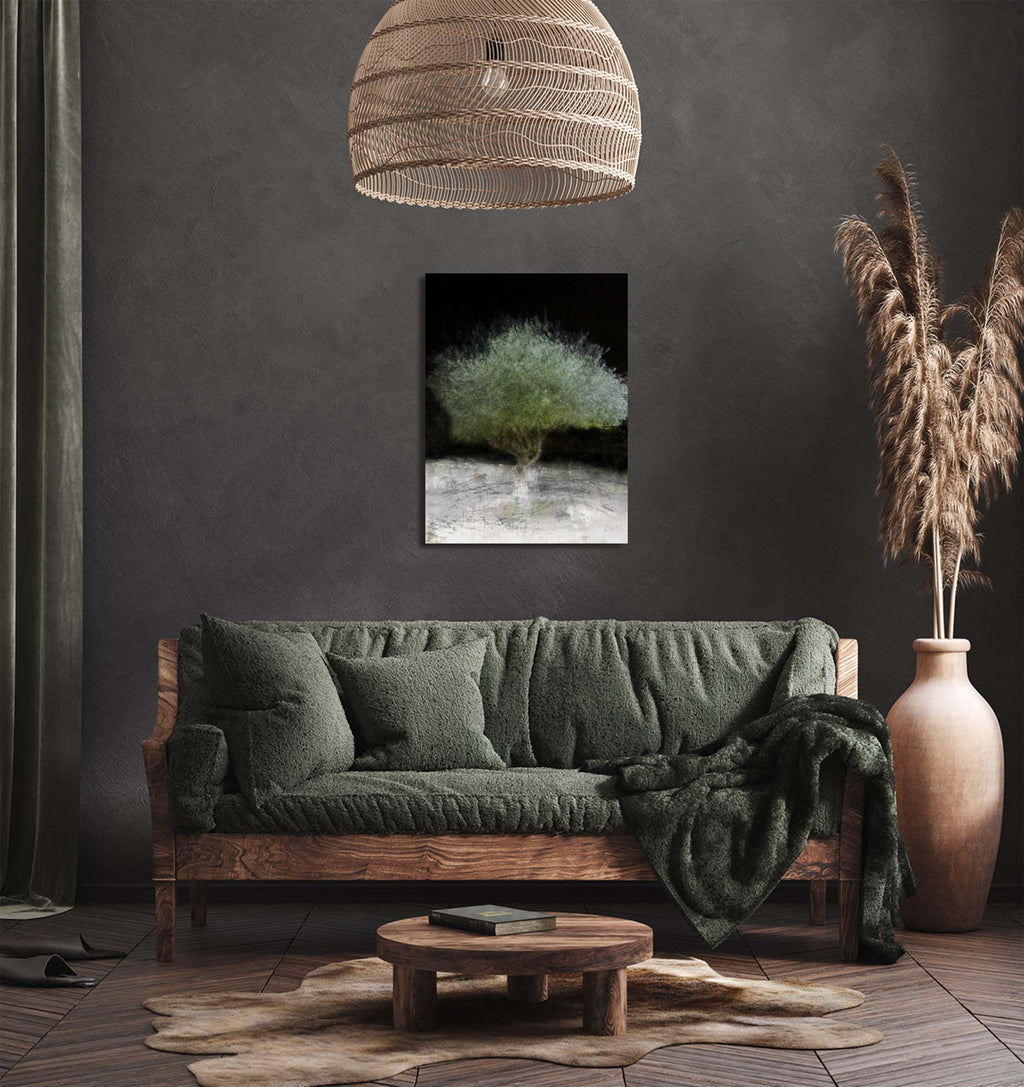 The Green Olive Tree Impressionist Painting by Night - National Tree of the Holy Land Israel - 7 Species of Israel