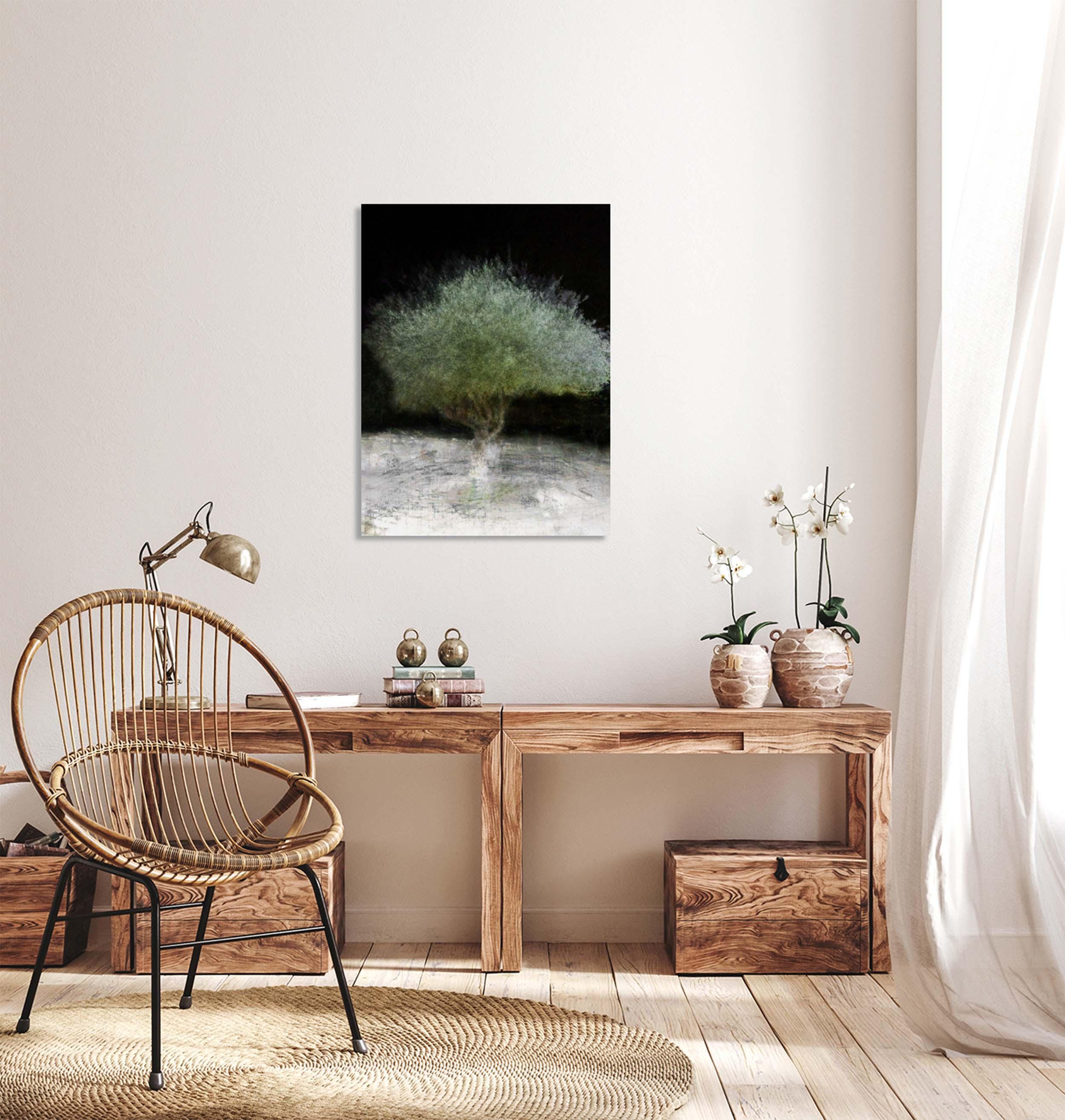 The Green Olive Tree Impressionist Painting by Night - National Tree of the Holy Land Israel - 7 Species of Israel