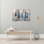 Safed Tzfat Old City Pedestrian Street with Blue Doors Jerusalem Stones — Photography