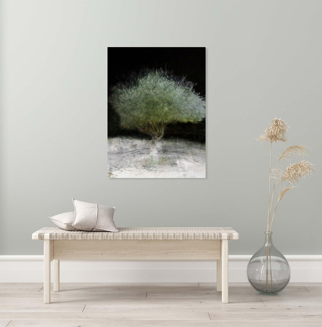 The Green Olive Tree Impressionist Painting by Night - National Tree of the Holy Land Israel - 7 Species of Israel