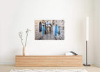 Safed Tzfat Old City Pedestrian Street with Blue Doors Jerusalem Stones — Photography