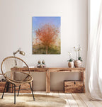 Jerusalem Red Tree Print: Israeli Autumn Impressionist Art