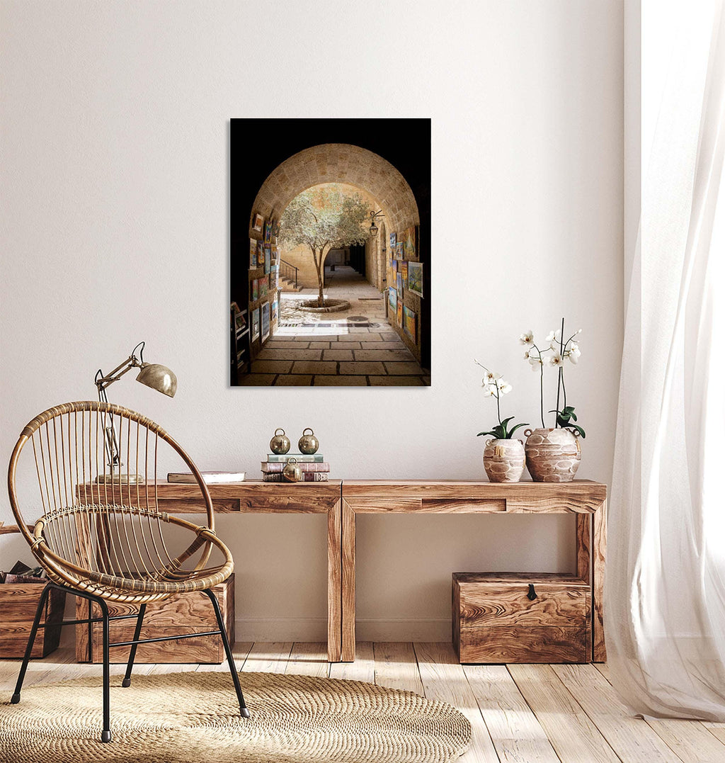 Jerusalem Old City Street — Pedestrian Street with Olive Tree Arch — Jewish Quarter