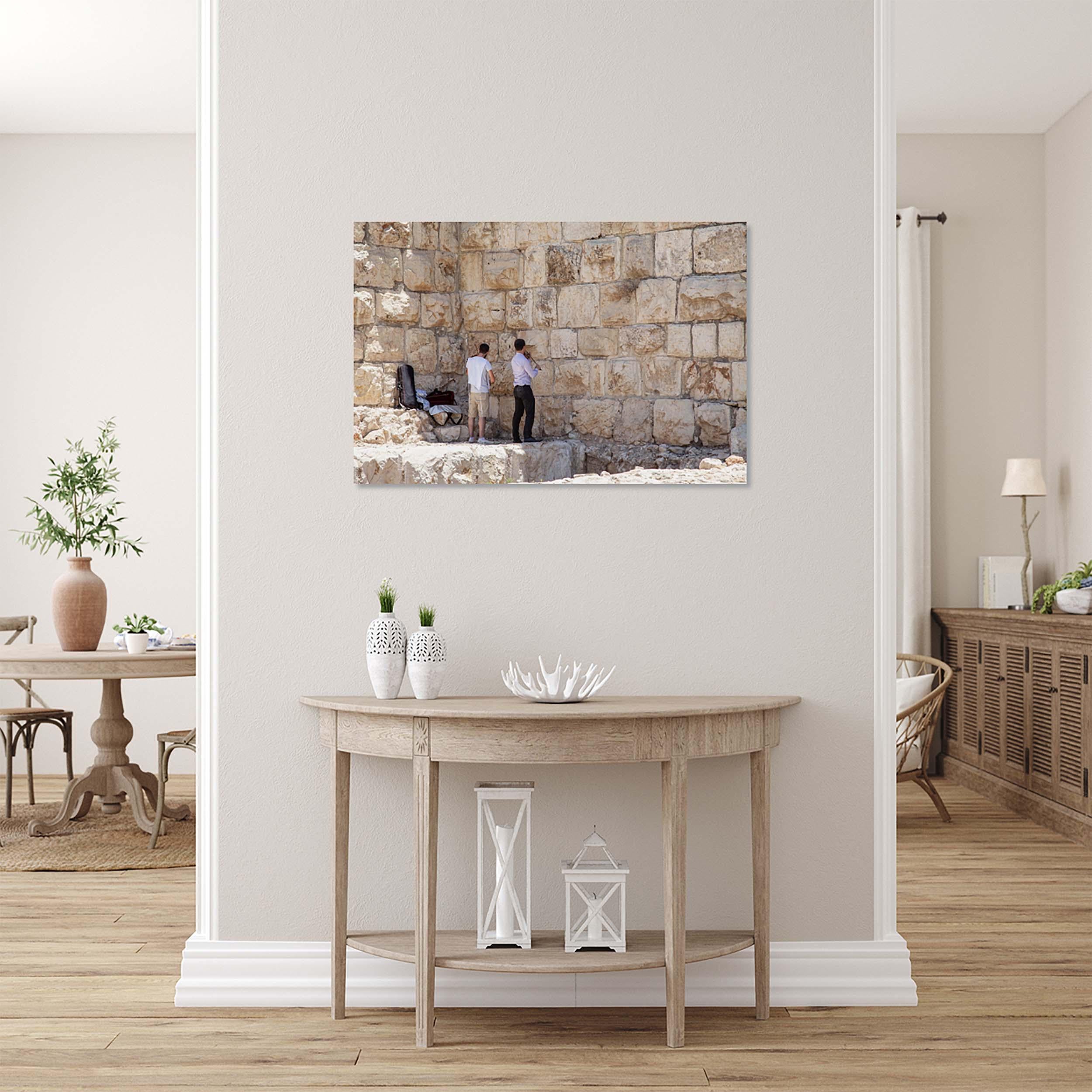 Violinists playing to the Walls of the Jerusalem Old City - Jewish Wall Art Print - Orthodox Violinists Men - Jerusalem Stones Photography