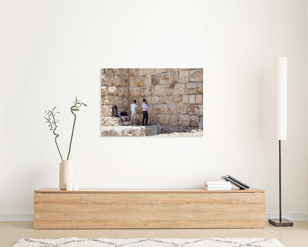 Violinists playing to the Walls of the Jerusalem Old City - Jewish Wall Art Print - Orthodox Violinists Men - Jerusalem Stones Photography