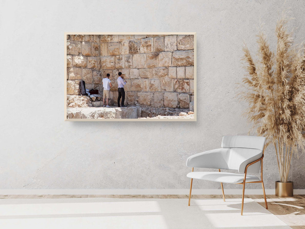 Violinists playing to the Walls of the Jerusalem Old City - Jewish Wall Art Print - Orthodox Violinists Men - Jerusalem Stones Photography