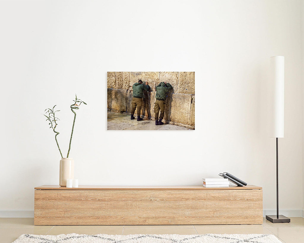 Two Jewish IDF Tsahal Soldiers Praying at the Kotel Western Wall