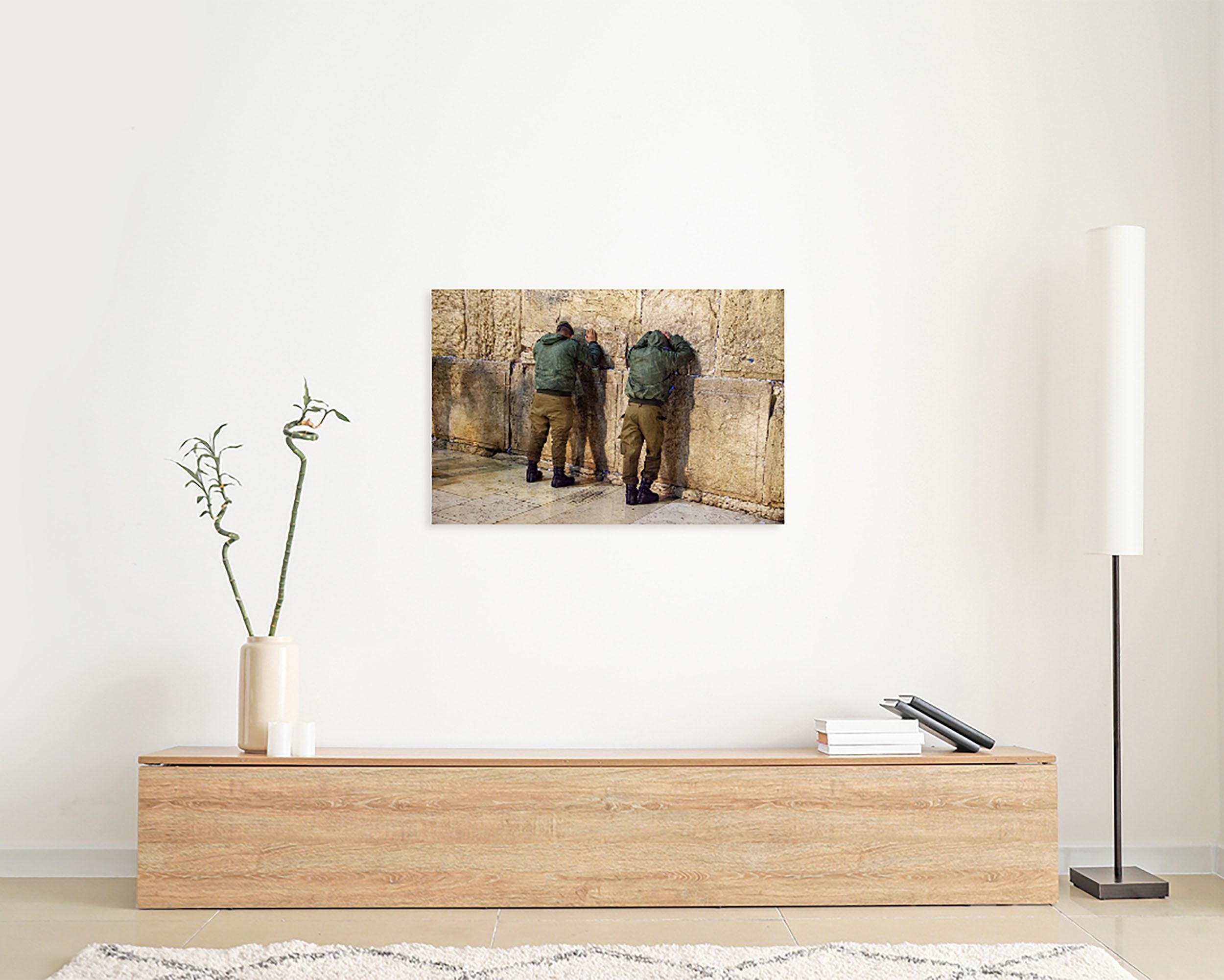 Two Jewish IDF Tsahal Soldiers Praying at the Kotel Western Wall