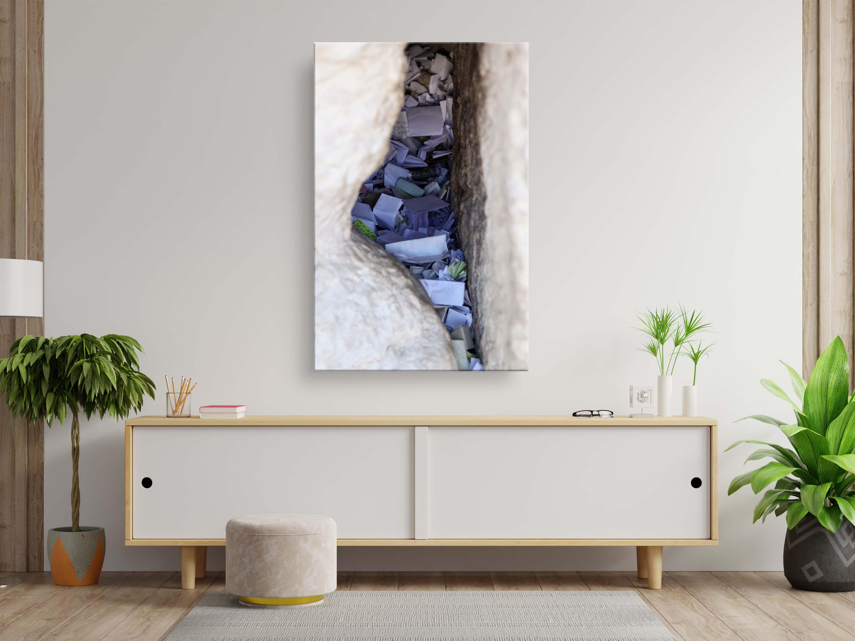 Jerusalem Kotel Western Wall Stone Gap — Israeli Holy Land Map Frame Filled with Prayer Paper Notes