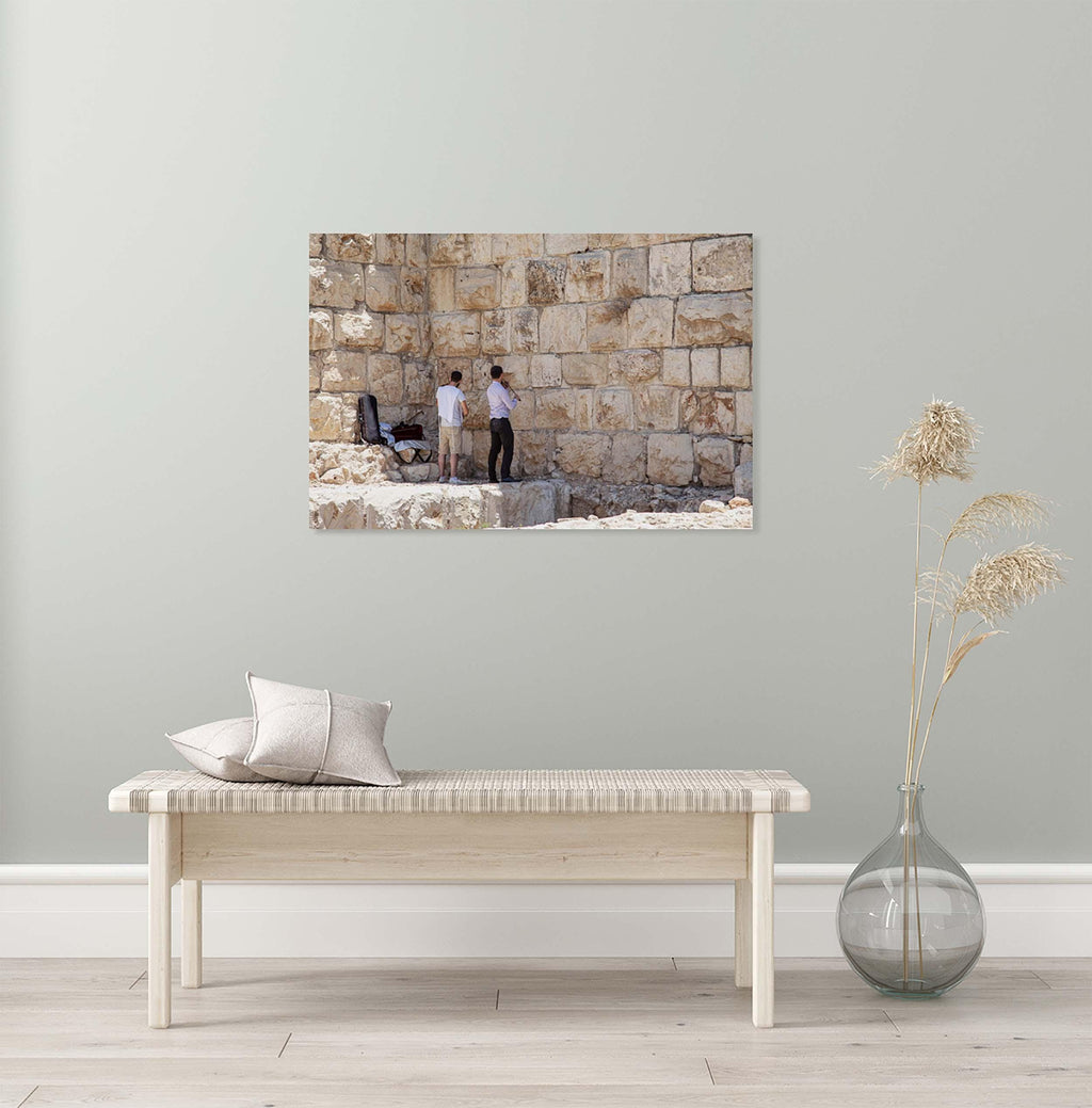 Violinists playing to the Walls of the Jerusalem Old City - Jewish Wall Art Print - Orthodox Violinists Men - Jerusalem Stones Photography