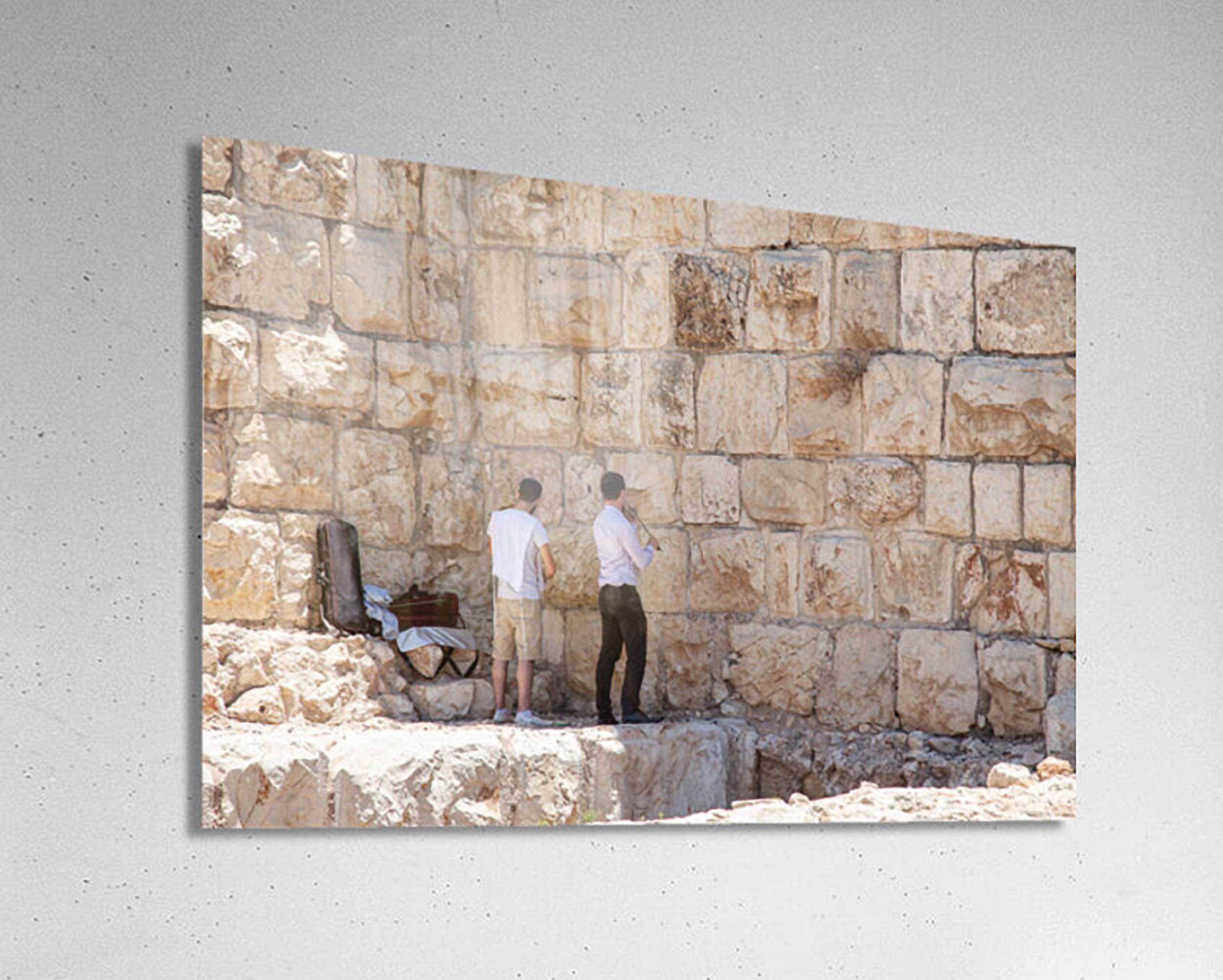 Violinists playing to the Walls of the Jerusalem Old City - Jewish Wall Art Print - Orthodox Violinists Men - Jerusalem Stones Photography