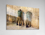 Two Jewish IDF Tsahal Soldiers Praying at the Kotel Western Wall