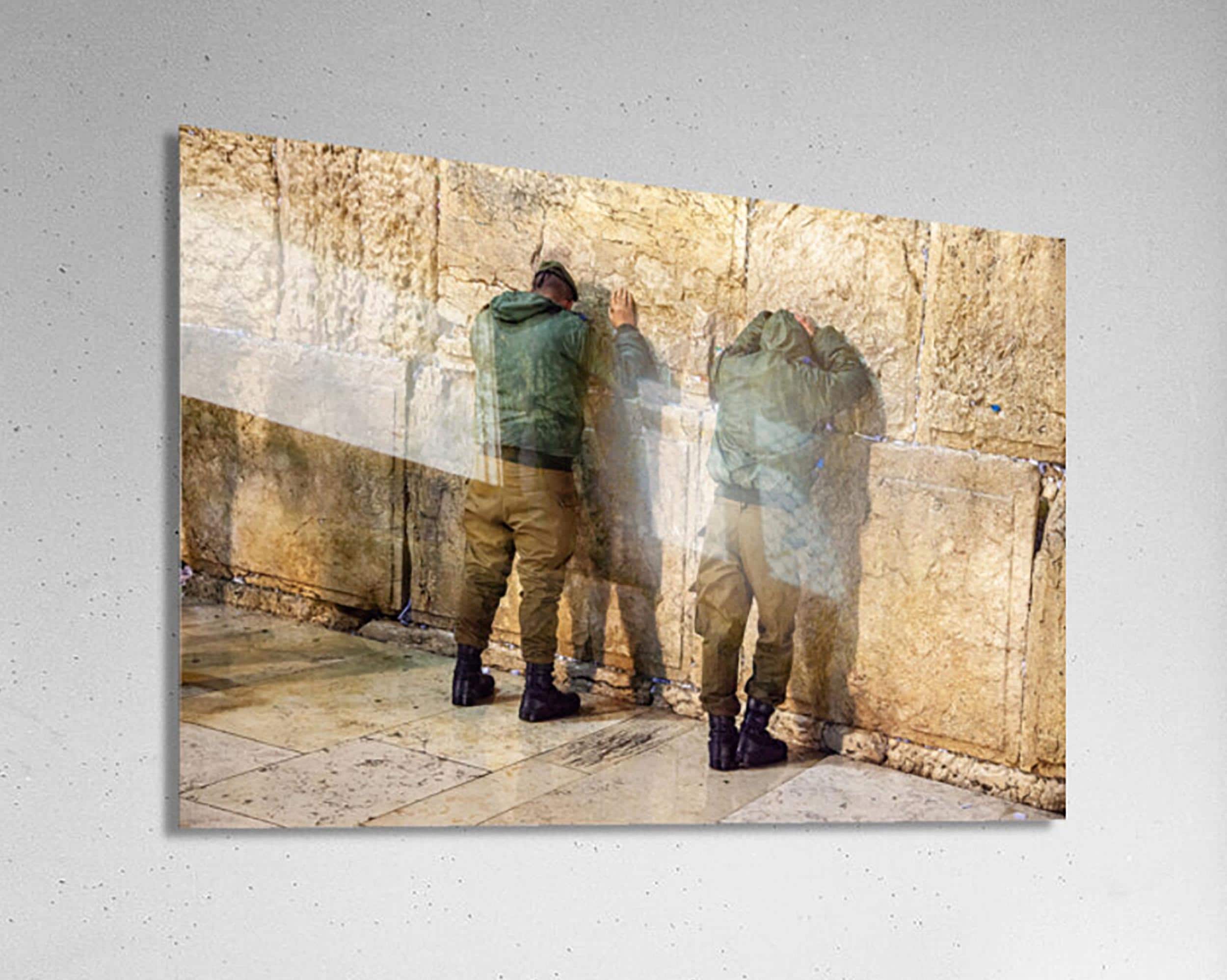 Two Jewish IDF Tsahal Soldiers Praying at the Kotel Western Wall