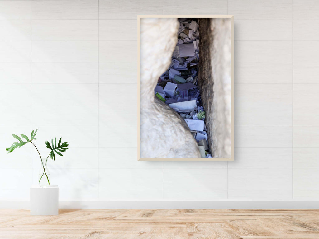 Jerusalem Kotel Western Wall Stone Gap — Israeli Holy Land Map Frame Filled with Prayer Paper Notes
