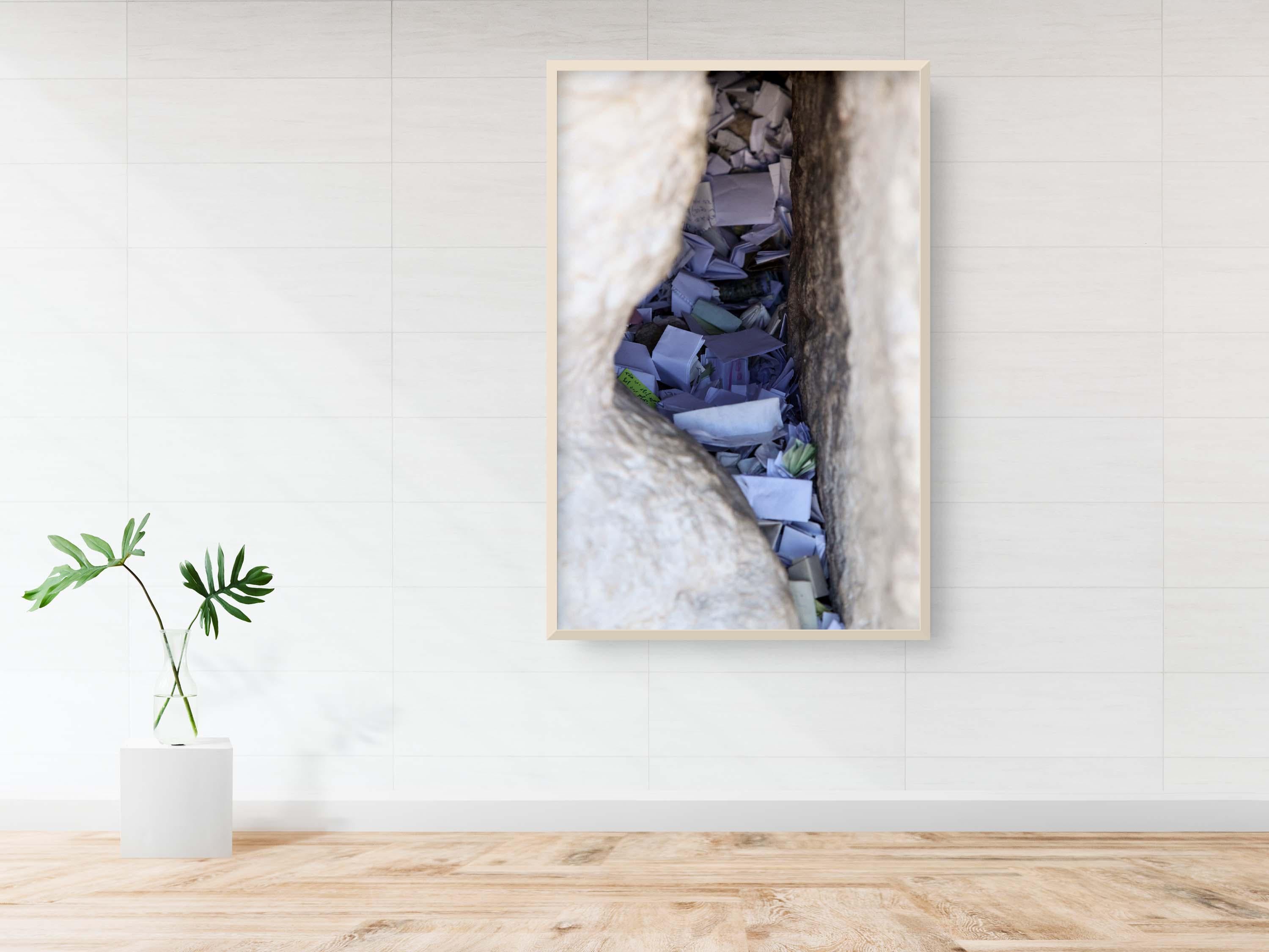 Jerusalem Kotel Western Wall Stone Gap — Israeli Holy Land Map Frame Filled with Prayer Paper Notes