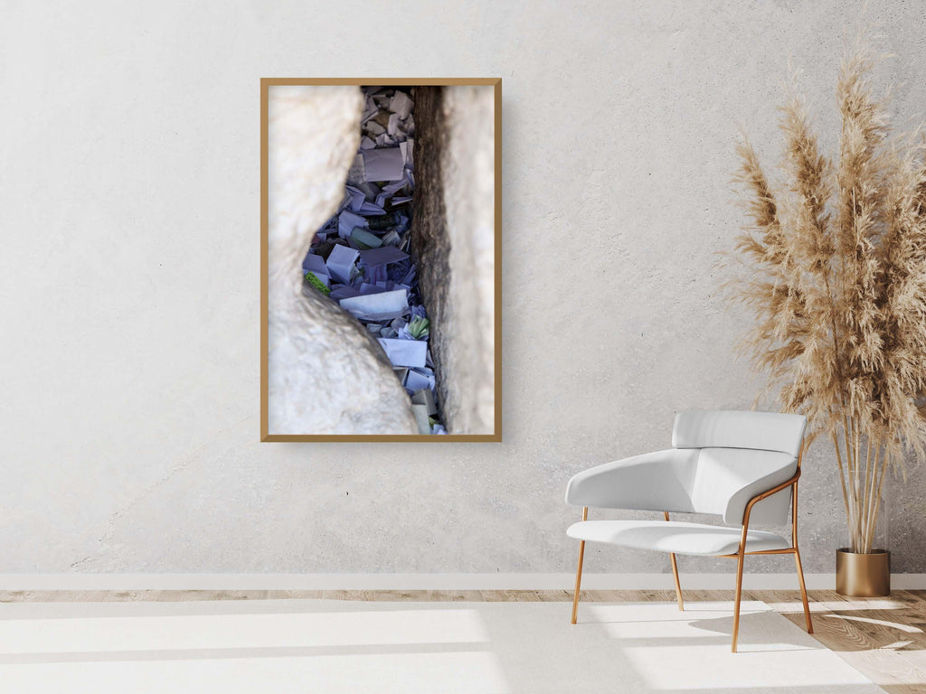 Jerusalem Kotel Western Wall Stone Gap — Israeli Holy Land Map Frame Filled with Prayer Paper Notes