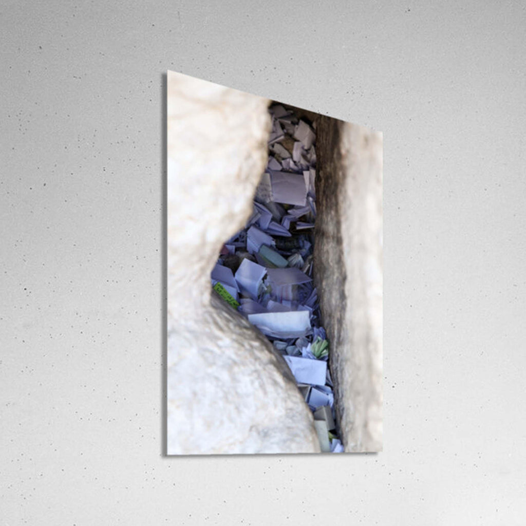 Jerusalem Kotel Western Wall Stone Gap — Israeli Holy Land Map Frame Filled with Prayer Paper Notes