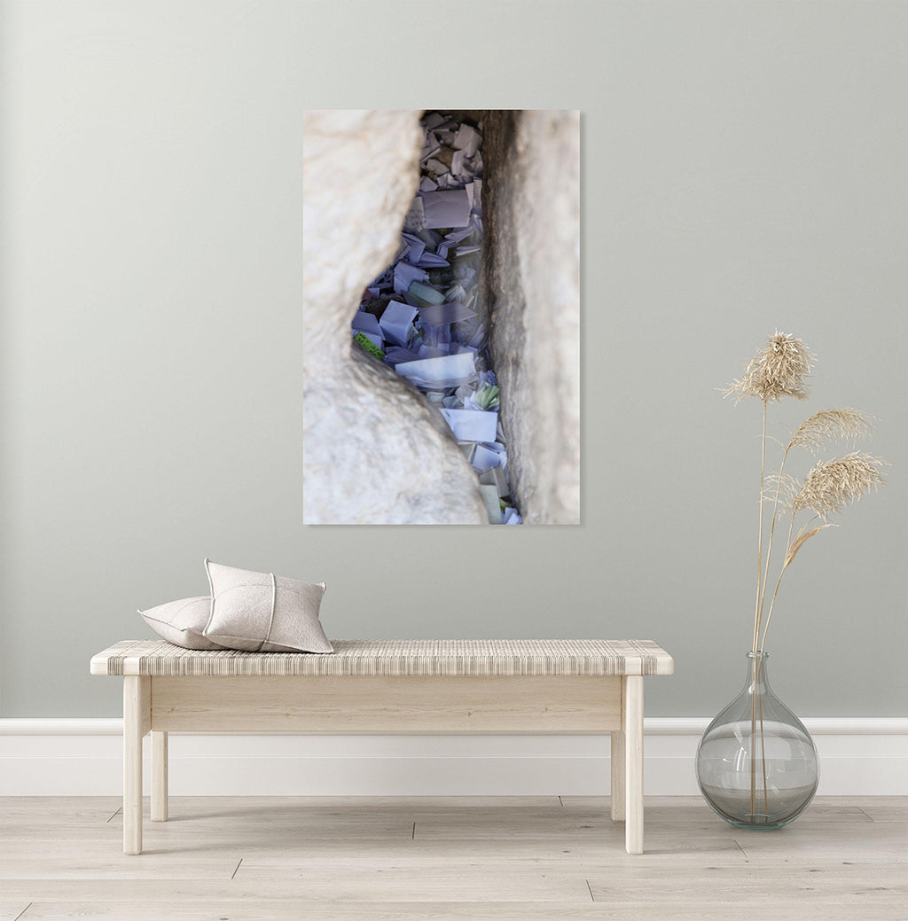 Jerusalem Kotel Western Wall Stone Gap — Israeli Holy Land Map Frame Filled with Prayer Paper Notes