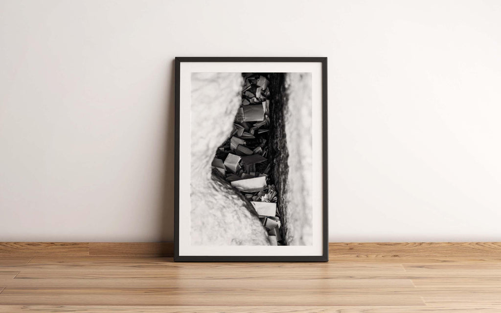 Black & White Kotel Western Wall Stone Gap — Israeli Holy Land Map Frame Prayer Notes